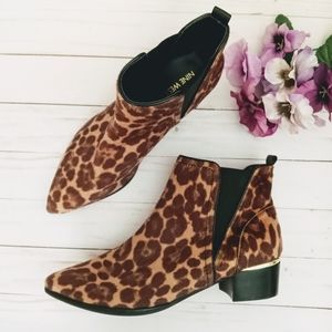 Nine West Brown Faux Calf Hair Chelsea Bootie